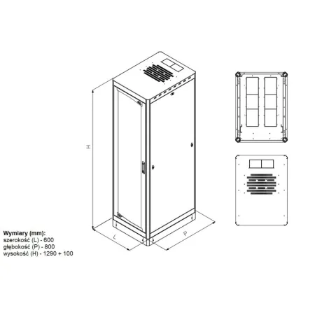 Szafa Rack 19 27u 600x800 Drzwi Szklane Cokół